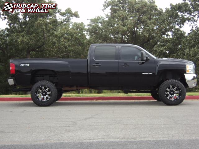 vehicle gallery/chevrolet silverado 3500 hd fuel hostage d532 20X14  Matte Black & Machined Face wheels and rims